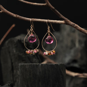 Cherry Quartz Charm Hoops