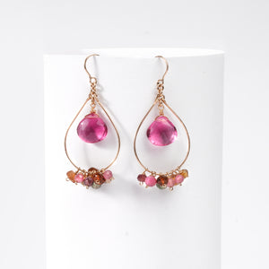 Cherry Quartz Charm Hoops